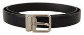 Dolce & Gabbana Black Calf Leather Classic Logo Metal Buckle Belt -   -  Dolce & Gabbana.